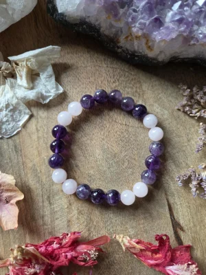 Bracelet Améthyste Quartz rose – Apaisement & Réconfort
