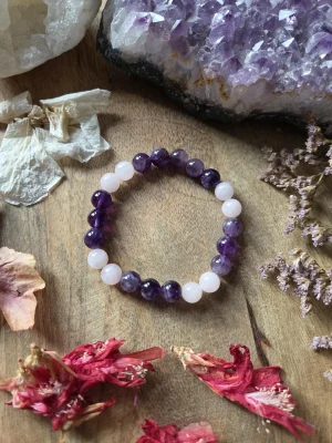 Bracelet Améthyste Quartz rose – Apaisement & Réconfort