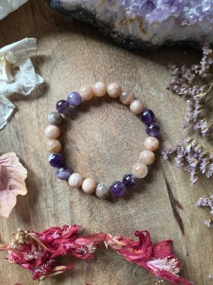 Bracelet Pierre de lune, Améthyste – Intuition & Apaisement