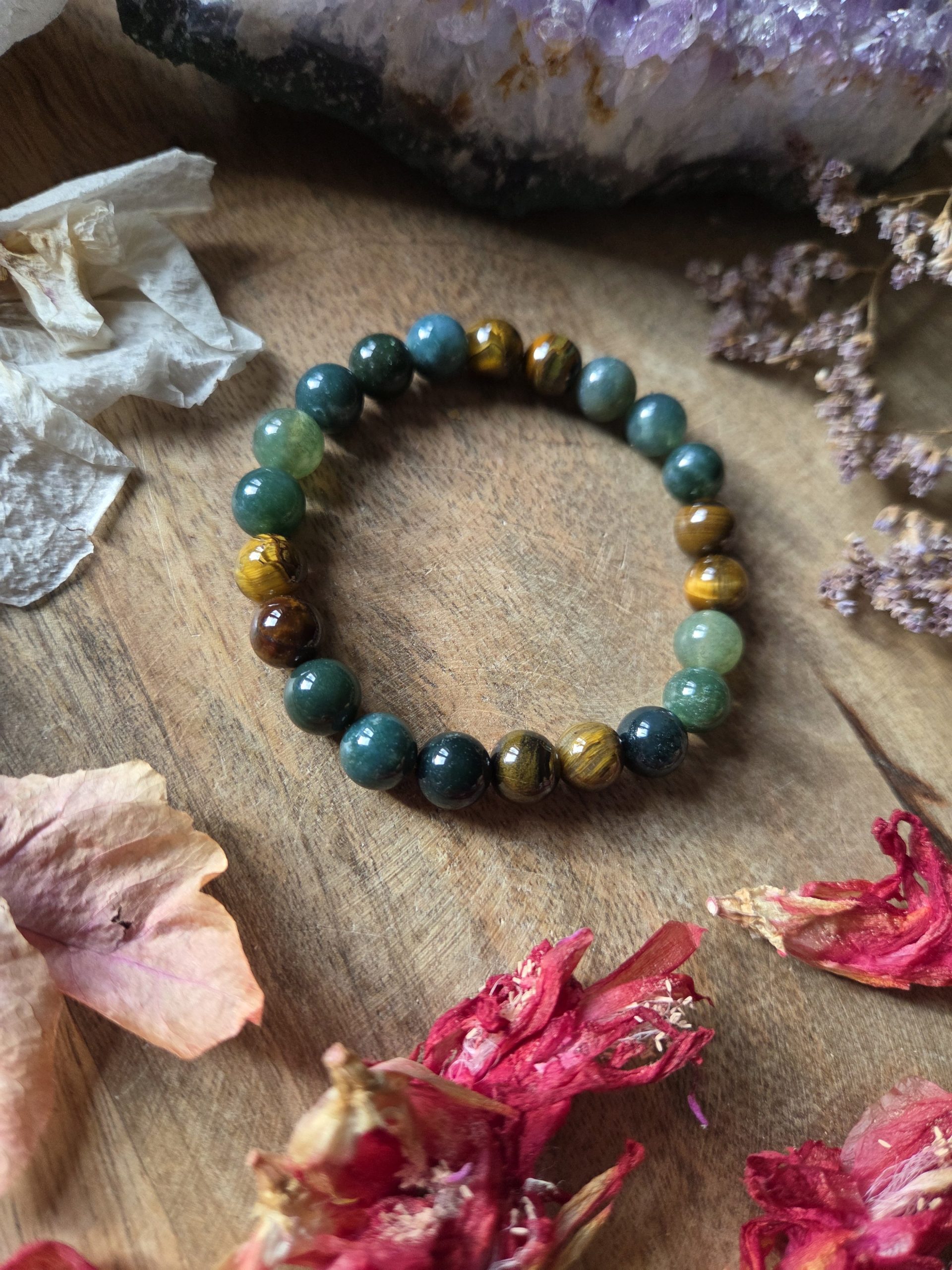 Bracelet Agate mousse, Œil de Tigre - Ancrage & Abondance – Image 3
