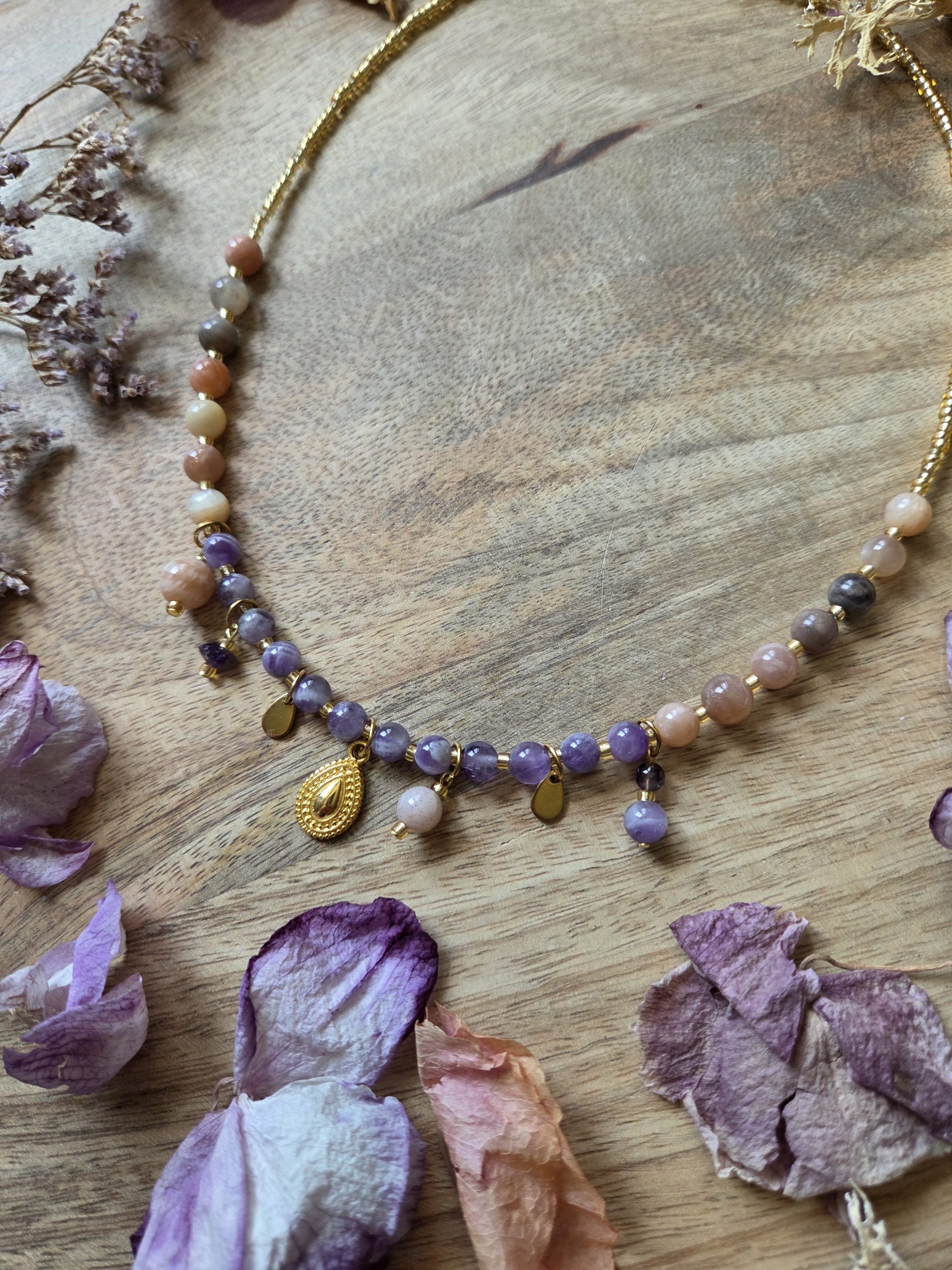 Collier breloques grigri - Améthyste & Pierre de lune – Image 4