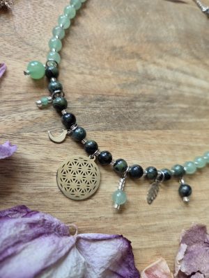 Collier breloques grigri – Jaspe kambaba & Aventurine