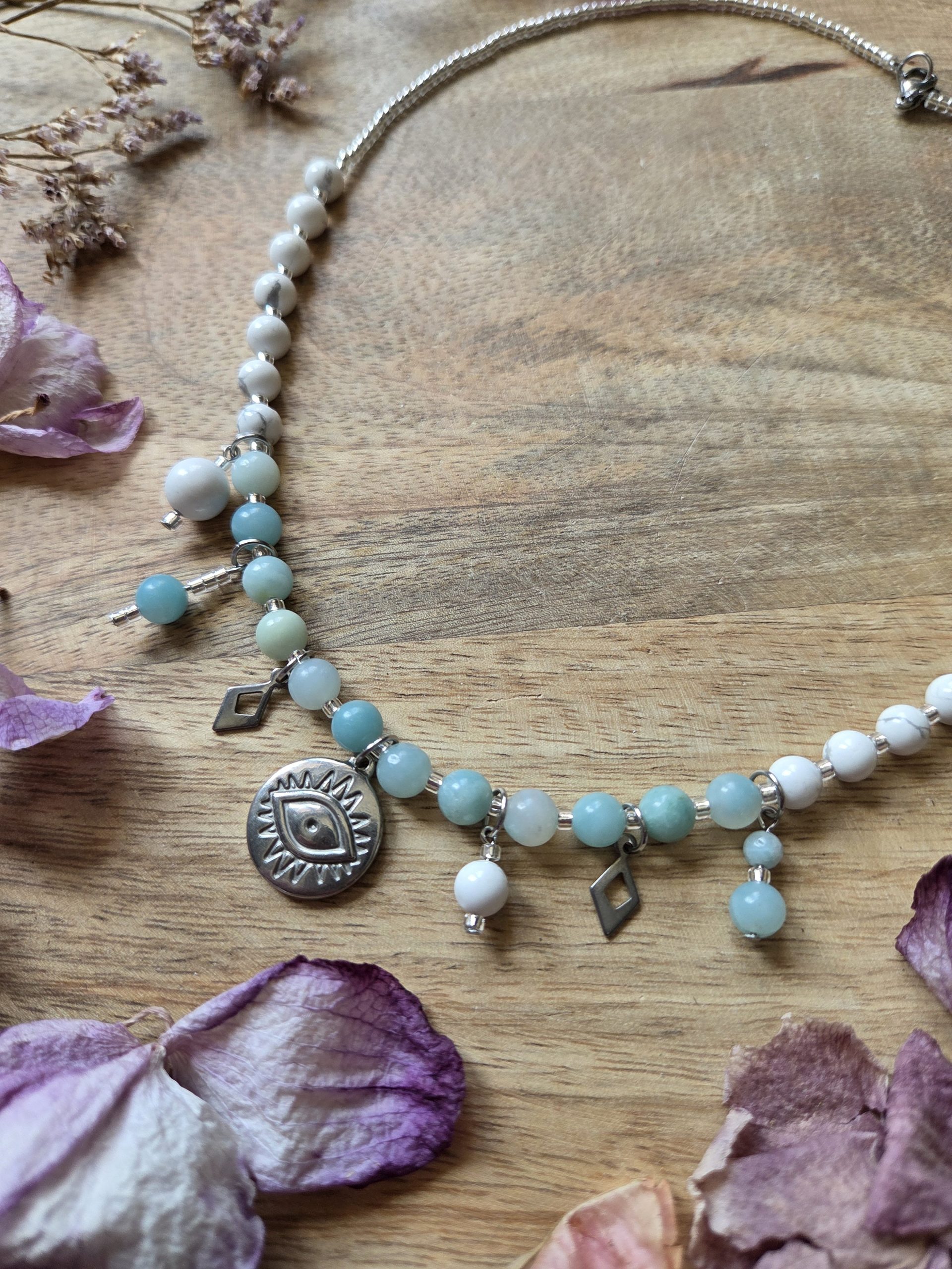 Collier breloques grigri - Amazonite & Howlite – Image 2