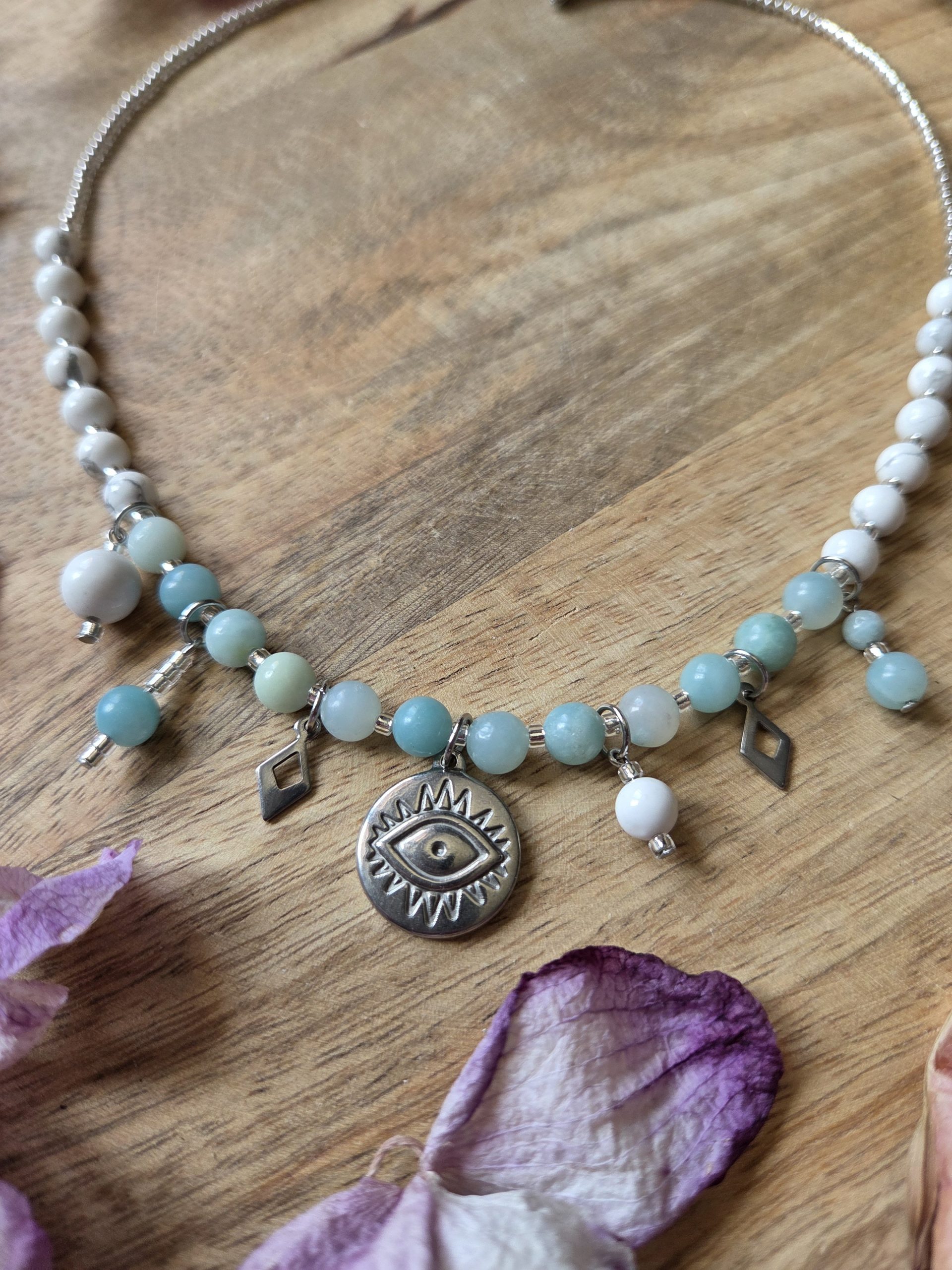 Collier breloques grigri - Amazonite & Howlite – Image 3