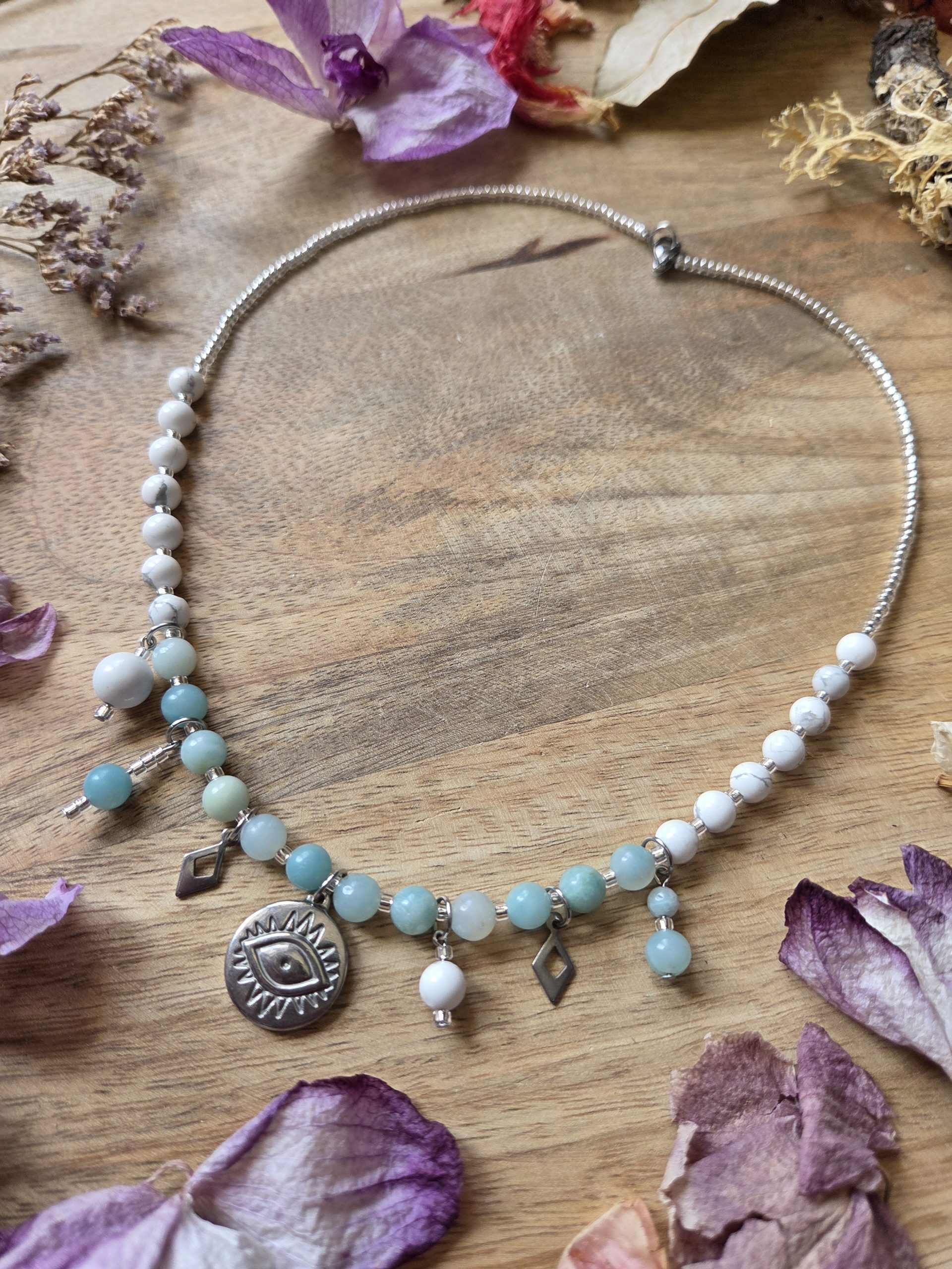 Collier breloques grigri - Amazonite & Howlite – Image 4