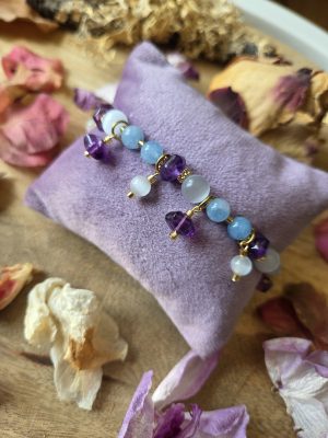 Bracelet « Vibrations célestes » – Angélite, Sélénite & Améthyste