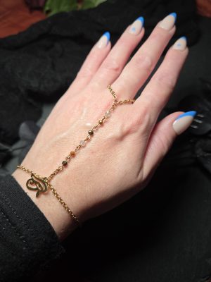 Chaîne de main sorcière Oeil d&rsquo;Horus Oudjat Triple protection acier inoxydable Labradorite Obsidienne Oeil de tigre [Collection Witchy 🔮]