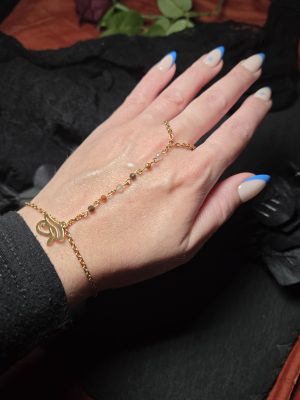 Chaîne de main sorcière Oeil d&rsquo;Horus Oudjat Triple protection acier inoxydable Labradorite Obsidienne Oeil de tigre [Collection Witchy 🔮]